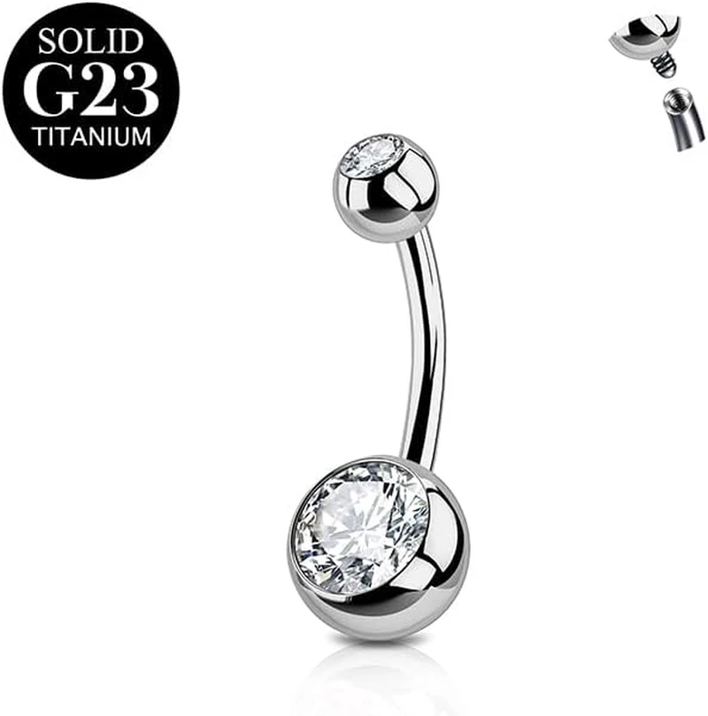 Piercing Ombelico,6Mm 8Mm 10Mm 12Mm 14Mm 16Mm Piercing Ombelico Titanio Argento  - Immagine 1 di 4