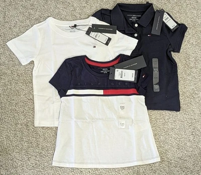 Nuevo con etiquetas Tommy Hilfiger Niño Pequeño Lote de 3, 24 Meses - 36, 2-3 años Azul Marino Rojo Blanco Foto 1 de 4