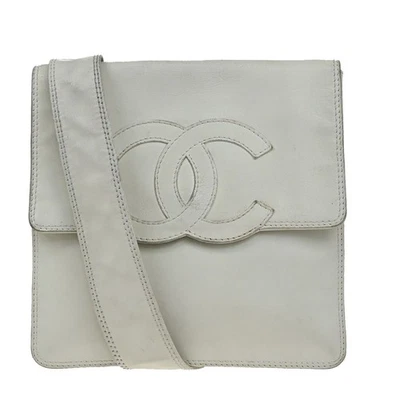 Mini Bandolera Bolso de Hombro Chanel CC Cuero Blanco De Colección 83RF757 Foto 1 de 4
