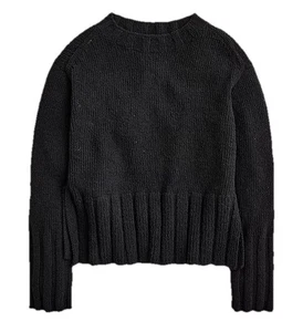 J Crew Textured Cotton Blend Boxy Crewneck Sweater Black Size Large - Picture 1 of 9