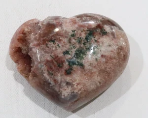 Tallado corazón amatista rosa mediano con bolsillos druzy y jaspe/turmalina verde - Imagen 1 de 6