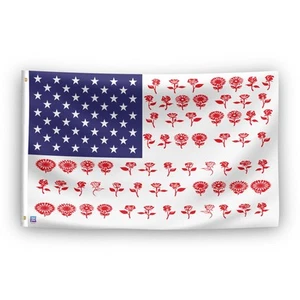 Blume Streifen Amerikanische 3x5 Fuß Flagge - 100 % Polyester & Messing Ösen - Bild 1 von 9