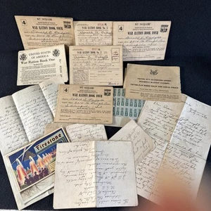 Libros de racionamiento de guerra, cartas de amor de colección de papeleo, de 1929 a 1944 - Imagen 1 de 7