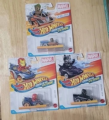 2024 Mattel HotWheels RacerVerse Disney Marvel Iron Man GROOT & BLACK PANTHER  - Image 1 of 2