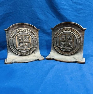Par de sujetalibros antiguos de bronce de la Universidad de Minnesota - Imagen 1 de 7