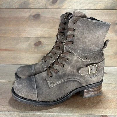 taos crave womens size 39 shoes brown suede heel combat boots - Image 1 of 4