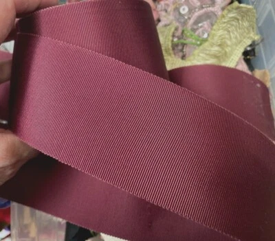 Vintage Petersham Años 40 Algodón Rayón Borde Sombrerería 2 1/8" Cinta Vino 1 yarda EE. UU. Foto 1 de 3