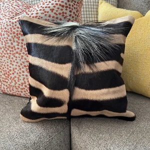 Genuine Zebra Hide Pillow cover 15X15" # 21 - Real Zebra Skin Cushion Cover - Picture 1 of 8