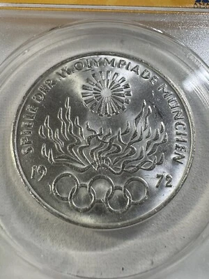 1972-D Germany 10 Marks Olympic Flames Commemorative Graded MS 64 by ANACS - Image 1 of 4