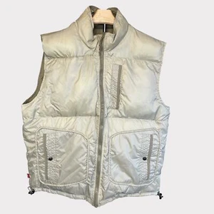 Levi's Vest Womens Silver/Beige Reversible Mock Neck Insulated Pockets Full Zip - Picture 1 of 10
