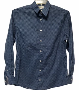 Camisa para hombre Nick Graham Everywhere de manga larga con botones azul geométrica talla L - Imagen 1 de 6