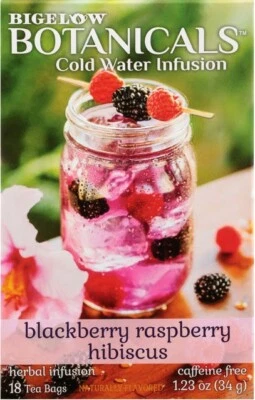Infusiones de agua fría Bigelow Botanicals Blackberry Frambuesa Hibisco - 18 bolsas Foto 1 de 4