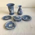 6x Wedgwood Jasperware Blue Bundle Job Lot Ashtray Trinket Box Vase (Lot 1)