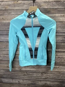 Lululemon Ivivva Perfect Your Practice Jacket Blue Lunar Eclipse Stripe Size 10 - Picture 1 of 8