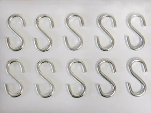 S Shaped Hooks for Hanging x10 (50MM x 5MM Zinc Plated Steel Garage Garden) - Picture 1 of 2