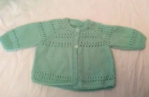 Excellent! Hand Knitted Baby Apple Cardigan Matinee Jacket 3-6mths - Picture 1 of 3