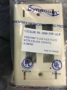 Dynacom 4 Port Single-Gang Wallplate PN10600-P4W-Alm  Almond Q8 - Picture 1 of 5