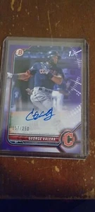 2022 Bowman GEORGE VALERA Purple 1st Auto Paper /250 Autograph Guardians! - Picture 1 of 2