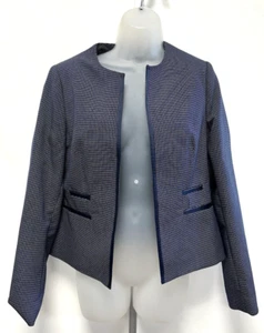 Jaeger UK10 Eu38 US6 navy blue with small white squares non-fastening jacket - Picture 1 of 13