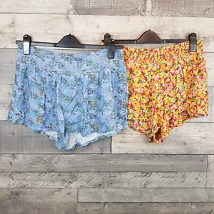 Urban Outfitters Pantalones Cortos Arrugados X 2 Lote XL Azul Rosa Verano Pull On Informal - Imagen 1 de 10