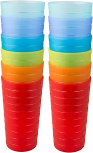 Reusable Plastic Cups 22 Oz - Unbreakable Hard Kids Cups - BPA Free Dishwasher S - Picture 1 of 8
