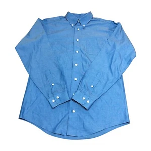 Brooks Brothers Blue Fleece Shirt Mens Sleeve Button Up size 18 - Picture 1 of 6