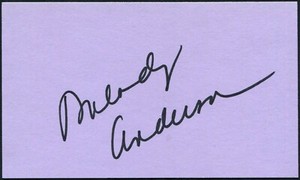 MELODY ANDERSON SIGNED 3X5 INDEX CARD ACTRESS FLASH GORDON FIREWALKER MANIMAL