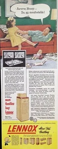 VINTAGE 1950s Print Ad ~ Lennox Aire-Flo Heating ~ ...I'm so comfortable ~ - Picture 1 of 1