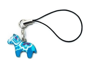 Dalapferd Téléphone Miniblings Dalahäst Cheval Noël Émaillé Bleu - Photo 1 sur 4