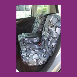 Skoda Yeti 2009-2017 maßgeschneiderte wasserdichte hinten 3 Einzelstücke grau tarnfarbene Sitzbezüge - Bild 1 von 3