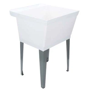 Tehila Utility Sink with Grey Legs and P-Trap Kit 19 Gallon - White - Picture 1 of 9