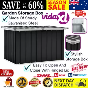 Metal Storage Chest Anthracite Garden Indoor Outdoor Organizer Trunk Box 109cm - Picture 1 of 13