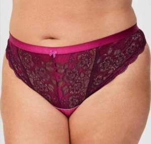 Torrid Berry Blend Two-tone Lace Mid-Rise Thong Panty Plus Size 1X, 14/16 - Picture 1 of 8