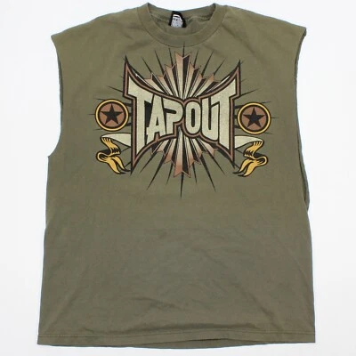 VTG Y2K Tapout MPS Distressed Green Cutoff Sleeveless T-Shirt XL MMA Elite Style - Image 1 of 4