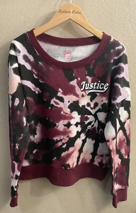 Justice Girls M 10 New Sweatshirt Tie Dye Purple Long Sleeve - Picture 1 of 6