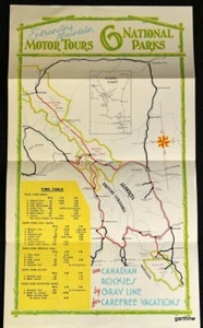 BANFF & JASPER NATIONAL PARKS 1939 MAP GRAY LINE COLUMBIA ICEFIELD BROCHURE - Picture 1 of 2