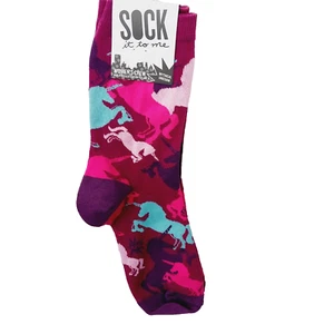 Sock It To Me Crew Women Boy Unicorn Magical Mythical Pink Blue Horn NWT NEW - Picture 1 of 9