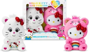 Care Bears Hello Kitty Loves Cheer Bear 10" Peluche Coleccionable Paquete de 2 Nuevo en Caja - Imagen 1 de 1