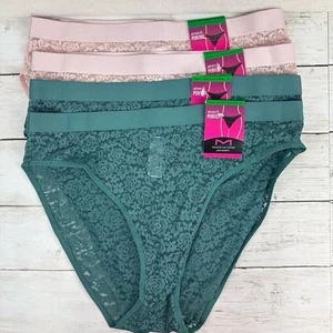NEW Maidenform 4 Pair Pure Comfort Stretch Lace Hi-Leg Bikini Panties L/7 DM205C - Picture 1 of 11