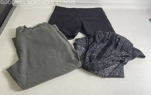 Lululemon Black Biker Shorts+Grey On The Fly Crop Pant Sz 14 + Vinyasa Scarf - Picture 1 of 5