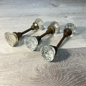 Vintage Antique 2” Crystal Glass Door Knob Handle 3 Sets (6 Knobs) - Picture 1 of 19