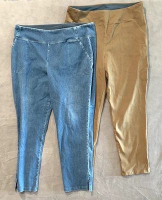 2 Pairs Women with Control Pull-On Slimming Tummy Control Pant Cotton & Denim XL - Image 1 of 4