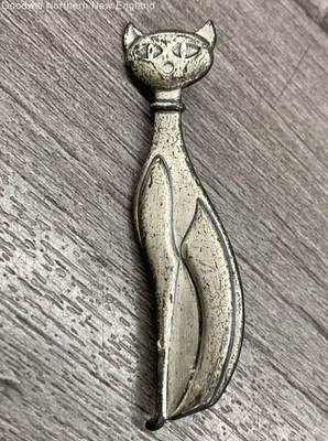 Broche de broche vintage prata esterlina BeauCraft estilizado gato sentado 5,59 g - Imagem 1 de 4