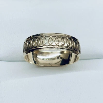 10k Yellow Gold Diamond Cut Eternity Infinity Engagement Wedding Ring Size 10 2g — 第 1/4 张图片