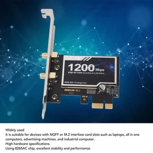 PCIE Wireless Network Card Dual Band Desktop Gigabit Network Card 1200Mbps B NEW - Afbeelding 1 van 12