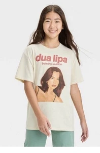 Dua Lipa Girls Large (0-12). Graphic T-Shirt Art Class Cream Short Sleeve - Picture 1 of 10