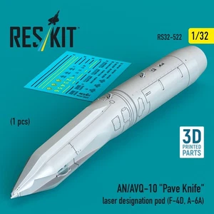 ResKit RS32-0522 1/32 AN/AVQ-10 cuchillo pavimentado cápsula de designación láser para F-4D / A-6A - Imagen 1 de 4