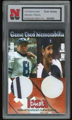 Tony Romo / Troy Aikman 2004 NSA Juego Usado Jersy Parche RC 1/1 Dallas Cowboys Foto 1 de 2