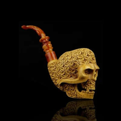 Pipa Calavera de Azúcar Nuevo Bloque Espuma de Mar Hecha a Mano con Estuche Hecho a Medida #1596 Foto 1 de 4