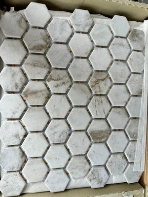 Allen + Roth Fabuleux Greige Matte Ceramic Mosaic Hexagon Tile 11 x 10in - Image 1 of 2